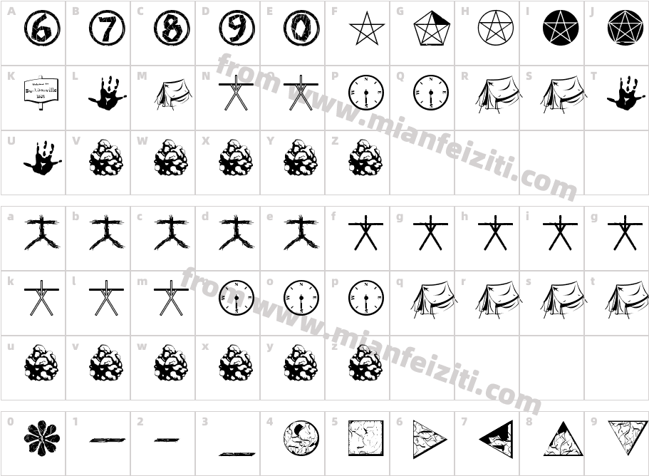 WitchDings字体字体映射图