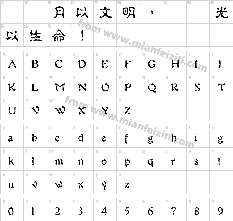 王汉宗拓豪古印字体字体映射图