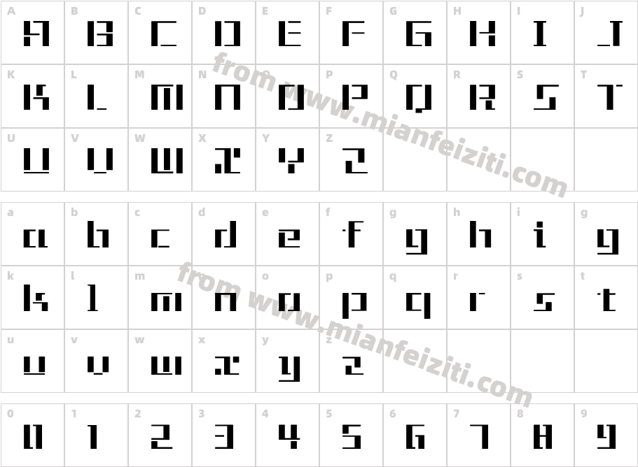 Tetris字体字体映射图