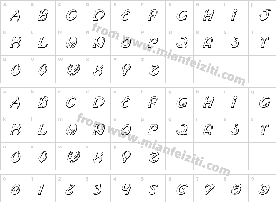 Oubliette3DItalic-3zXO6字体字体映射图