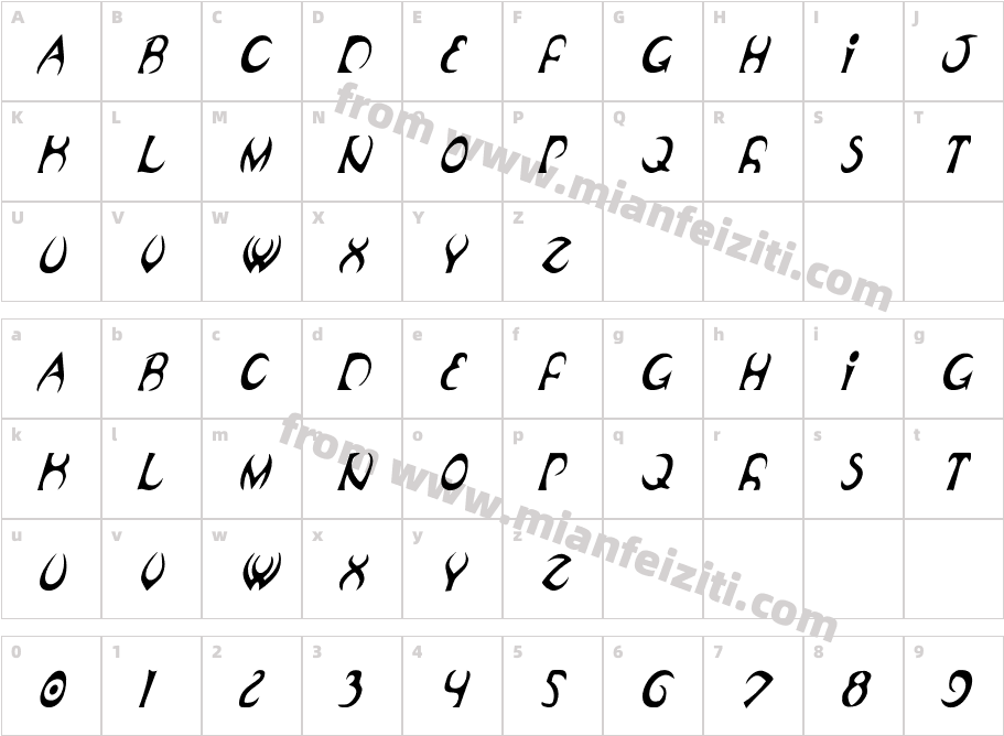 OublietteCondensedItalic-p7M8r字体字体映射图