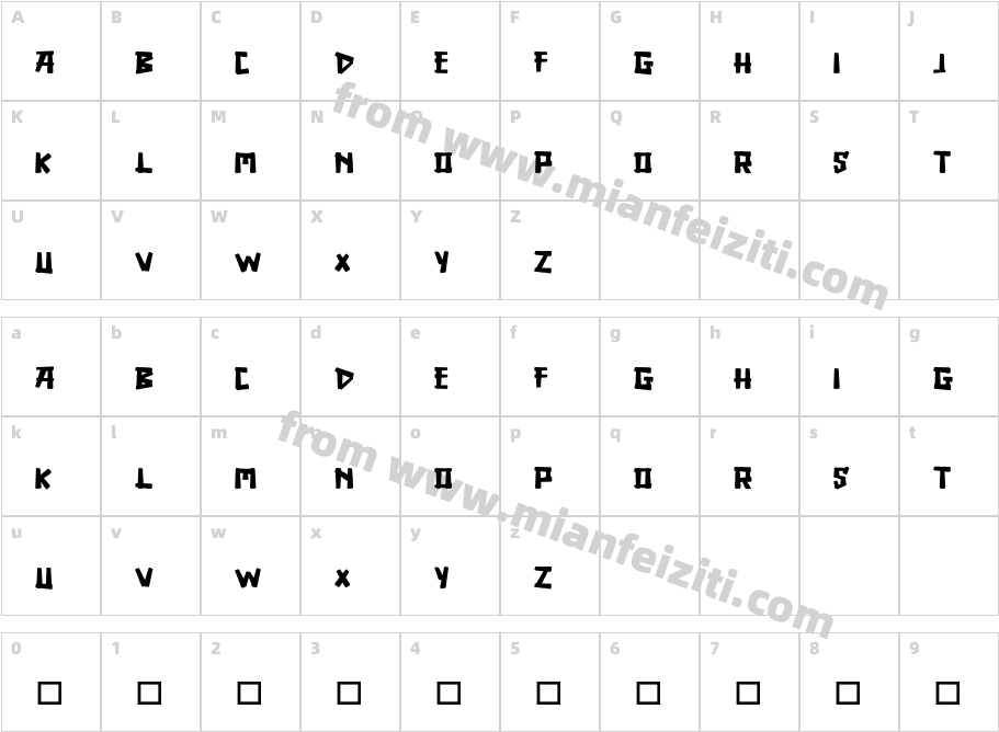DINOCRAFT字体字体映射图