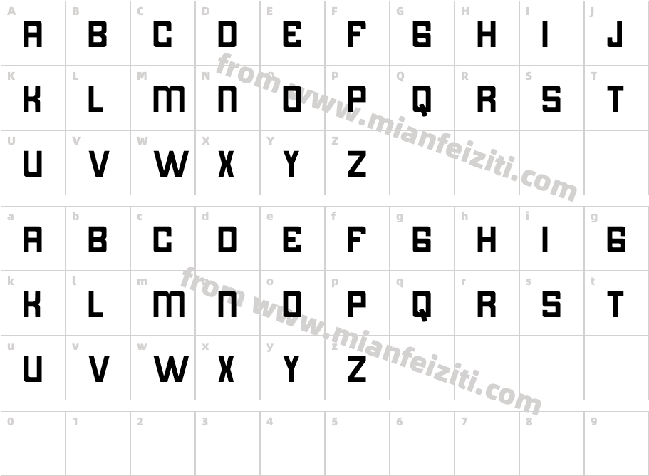 Bintara字体字体映射图