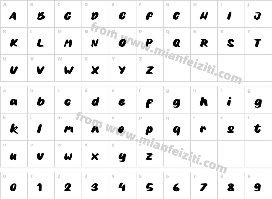 Bobaniac字体字体映射图