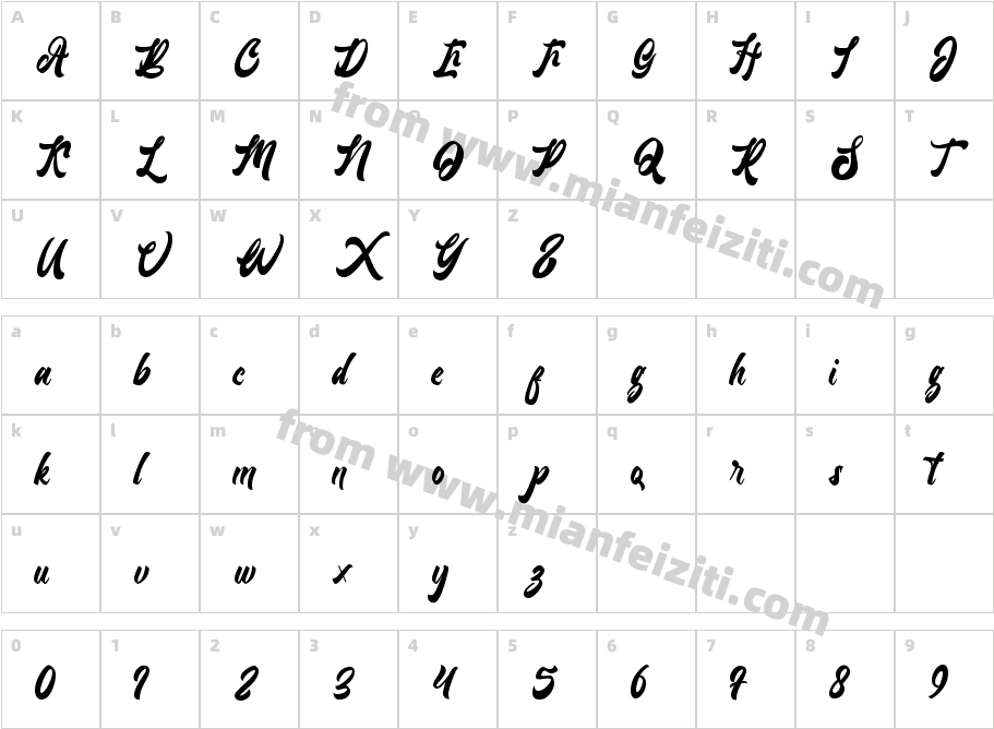 Lantenia字体字体映射图