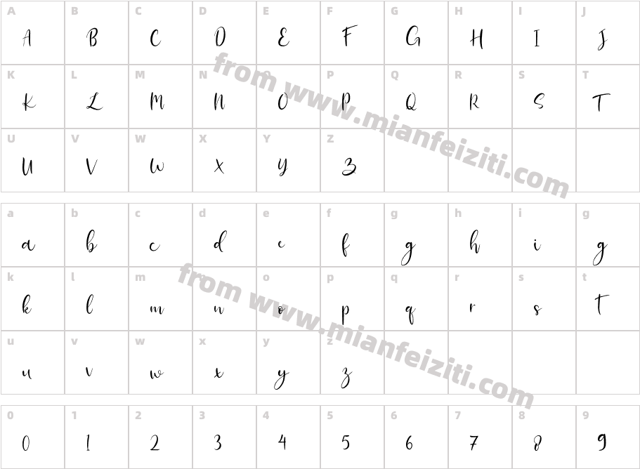 BanittaScript-lgByV字体字体映射图