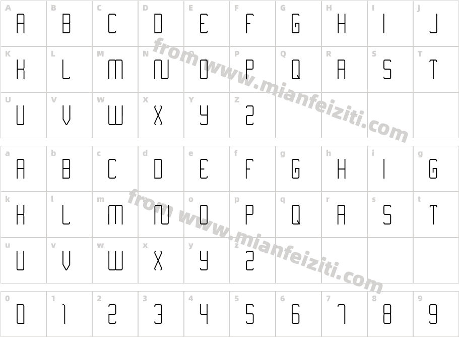 Nimiran字体字体映射图