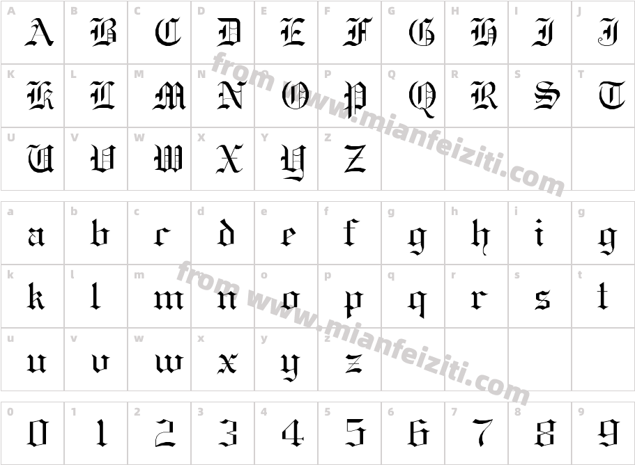 GothicE字体字体映射图