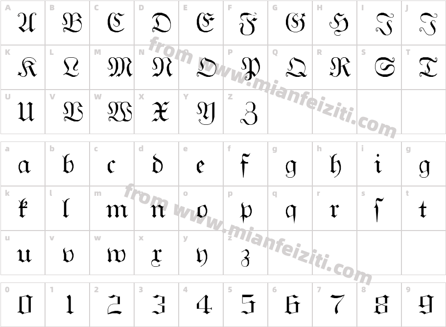 GothicG字体字体映射图