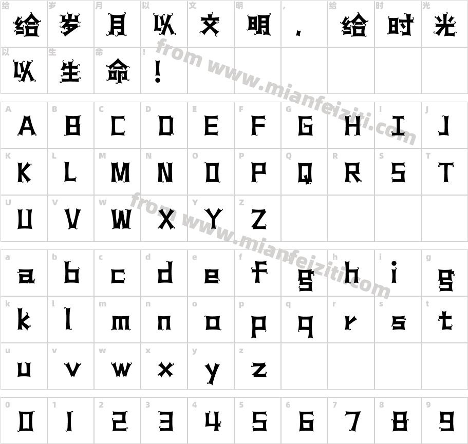 汉仪铸字冒险岛 W字体字体映射图