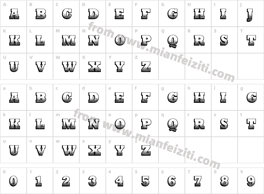 Print Oldyz字体字体映射图