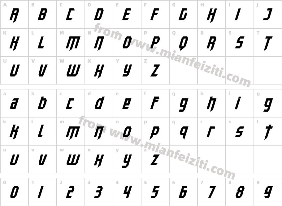 Voltec-WyZ7G字体字体映射图