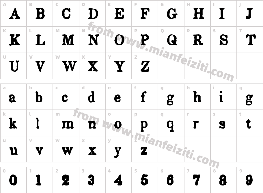Endemic Roman字体字体映射图
