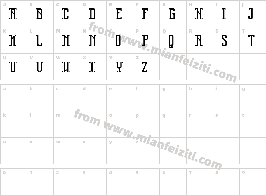 Reliquary字体字体映射图