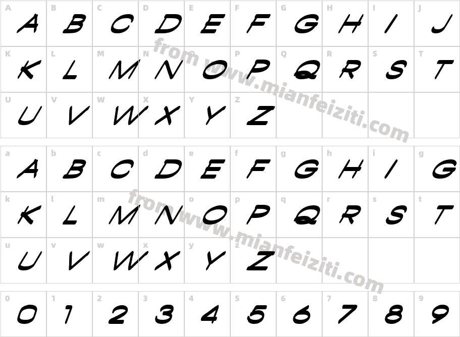 Ambambo Italic字体字体映射图