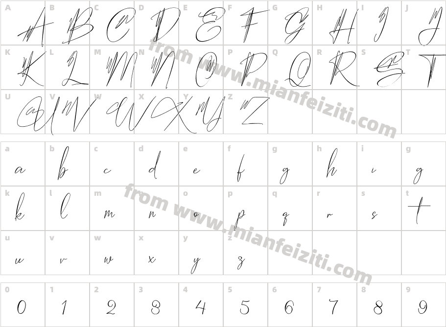 HantoriaSignature字体字体映射图