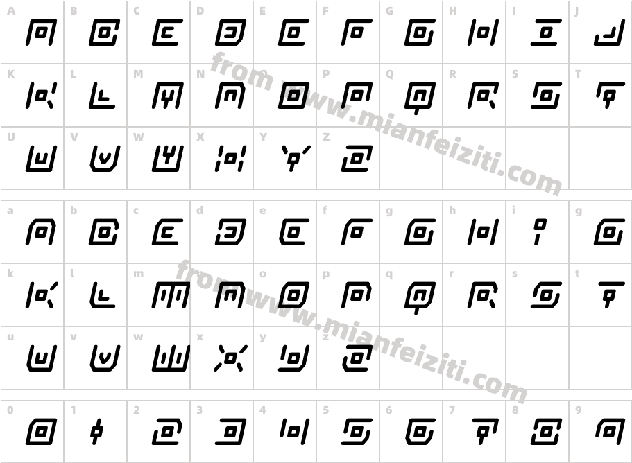 NeonCircuitItalic-gx336字体字体映射图