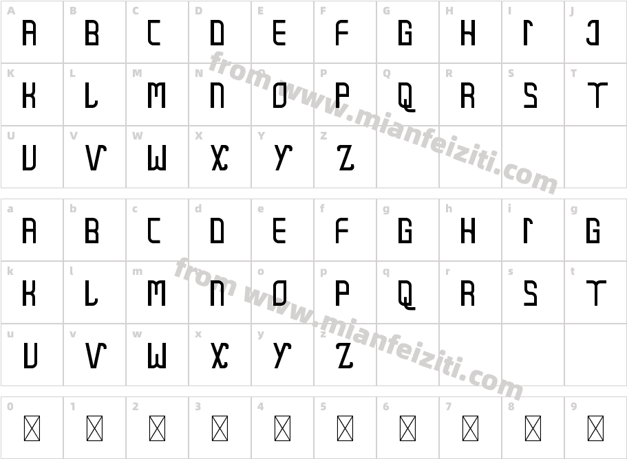 SublackDemo-BW73d字体字体映射图