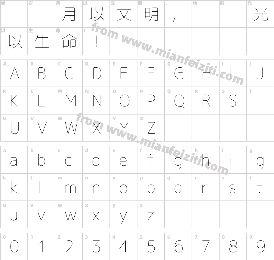 MPLUSRounded1c-Thin字体字体映射图