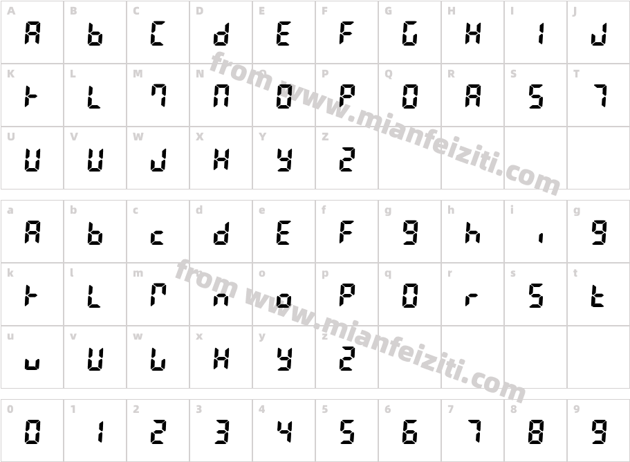 MTC-7-Segment字体字体映射图