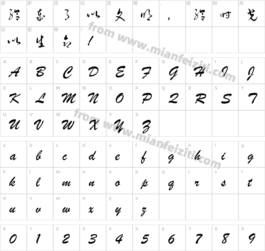 钟齐李洤标准草书符号字体字体映射图