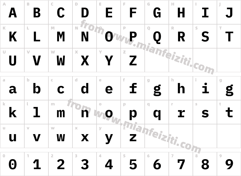 IBMPlexMono-Bold字体字体映射图