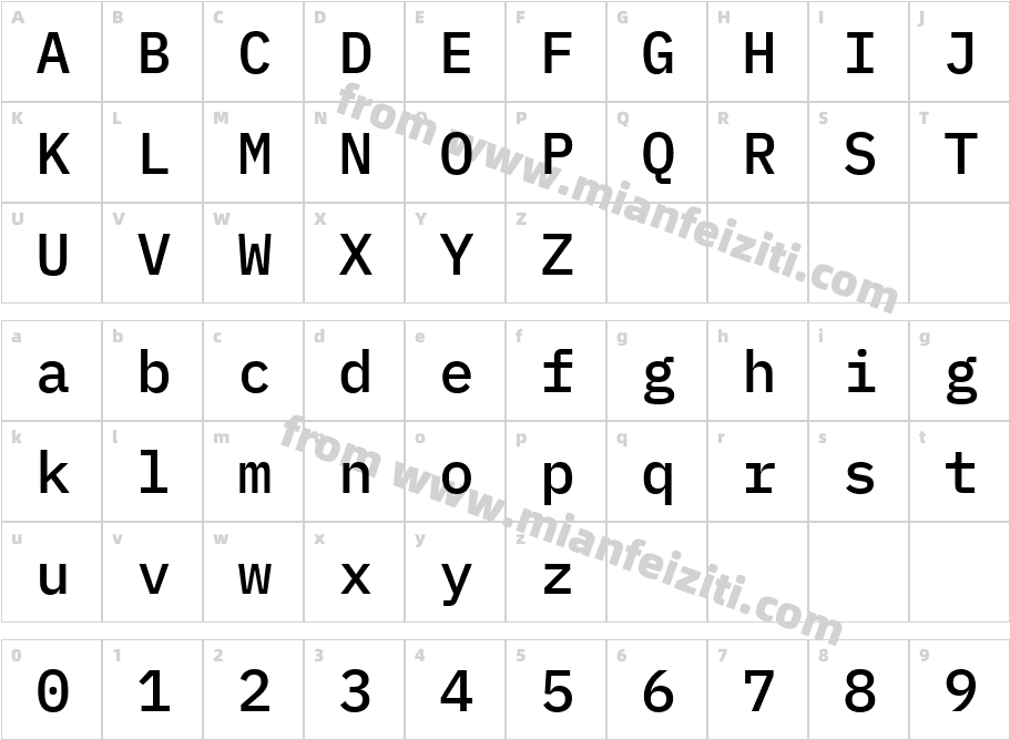 IBMPlexMono-Medium字体字体映射图