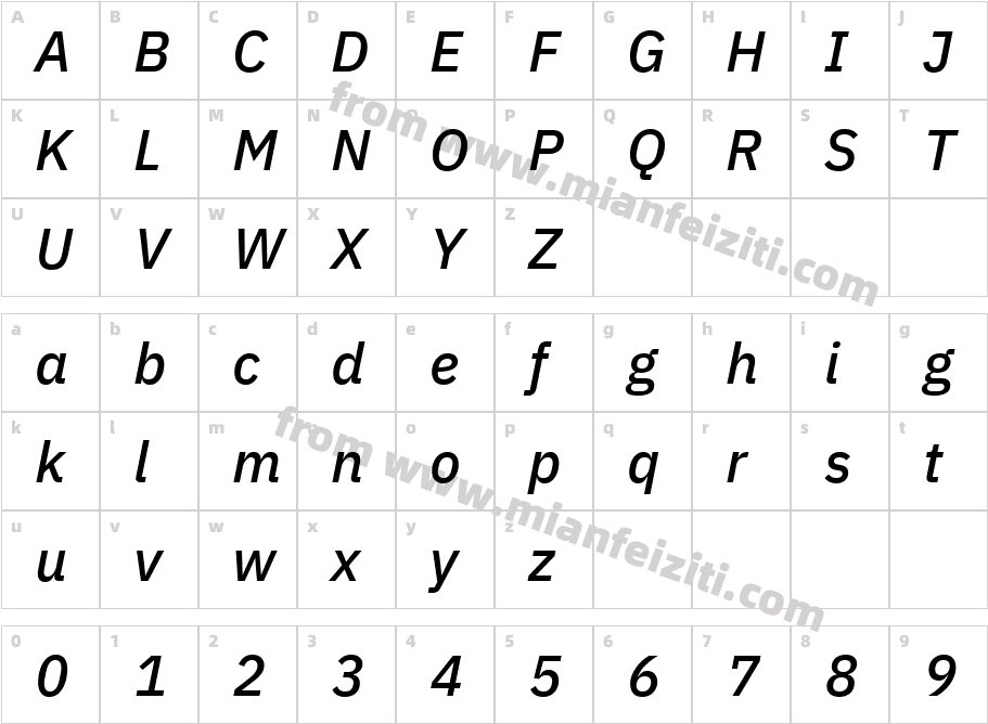 IBMPlexSans-MediumItalic字体字体映射图
