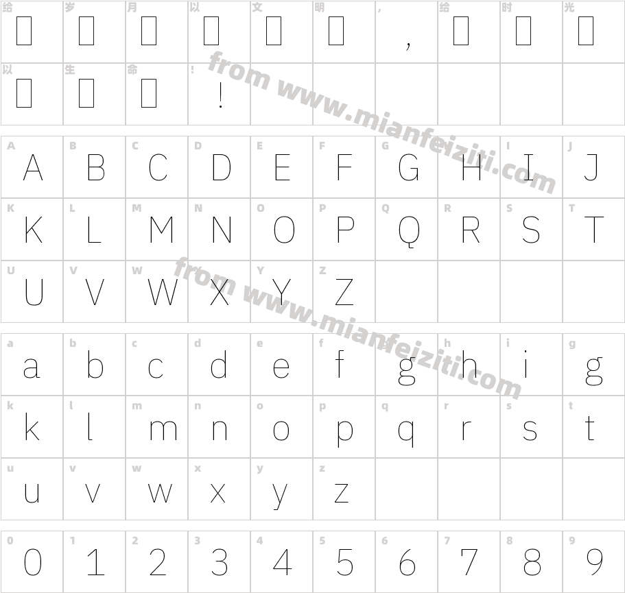 IBMPlexSansKR-Thin字体字体映射图