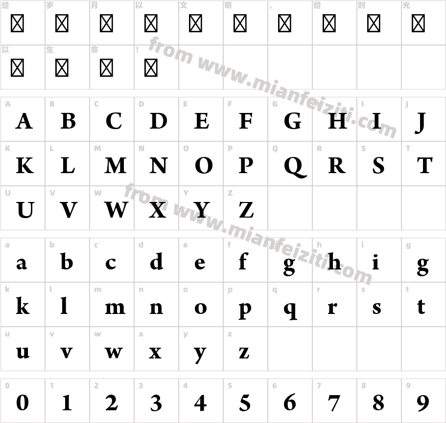Arno Pro字体字体映射图
