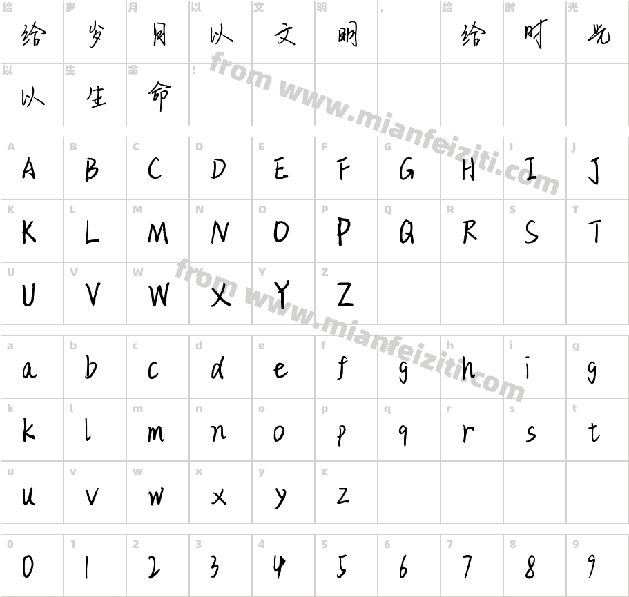 华邦张三体常用版字体字体映射图