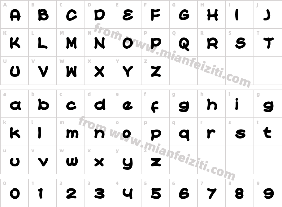 CARTOONIC字体字体映射图