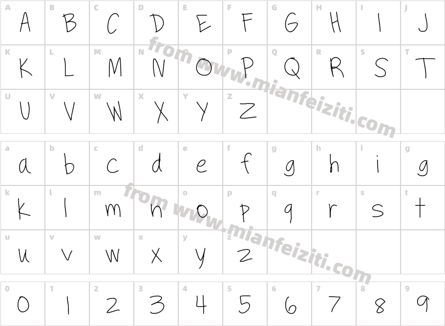 handwritten字体字体映射图