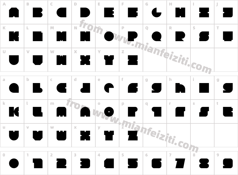 Square 80字体字体映射图