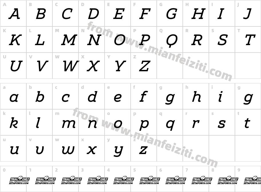Amazing-Slab-Medium-Italic-trial字体字体映射图