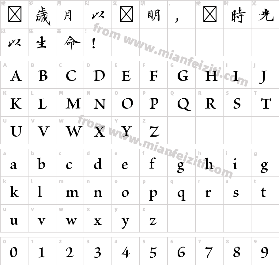 TypeLand 儀鳳寫經體字体字体映射图