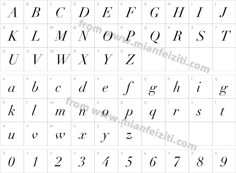 Didot Italic_3字体字体映射图