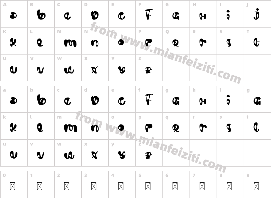SOLARY字体字体映射图