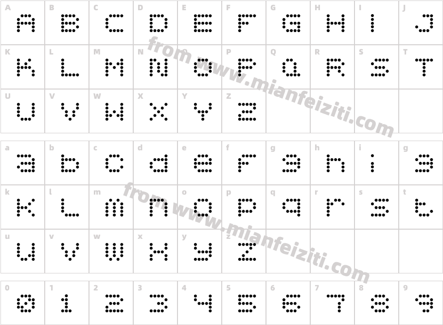 5x5 Dots字体字体映射图