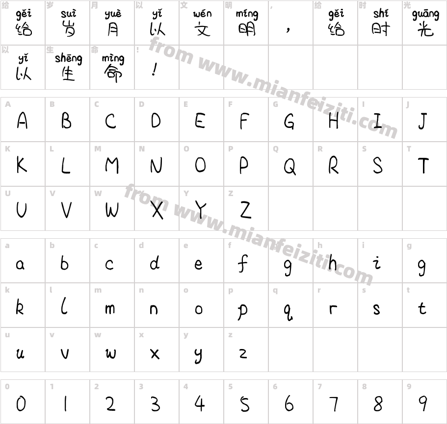 米开一世风华拼音体字体字体映射图