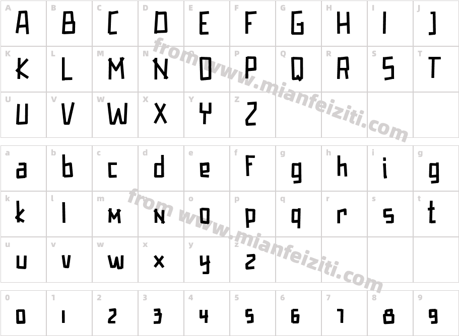 Kazan FREE字体字体映射图