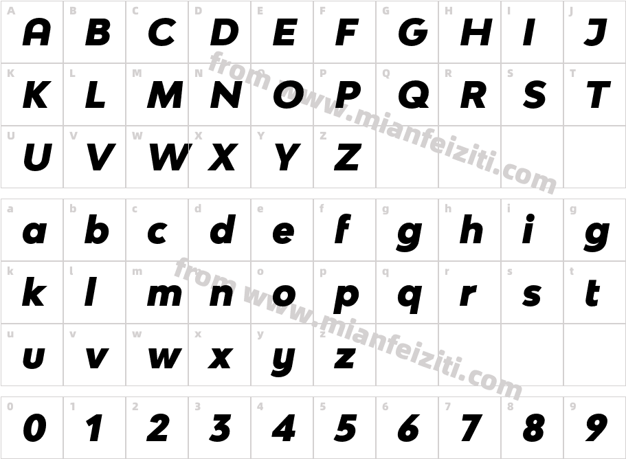 BwModelicaSS01-BlackItalic字体字体映射图
