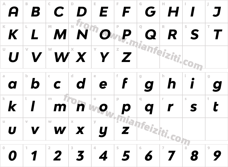 BwModelicaSS01-ExtraBoldItalic字体字体映射图