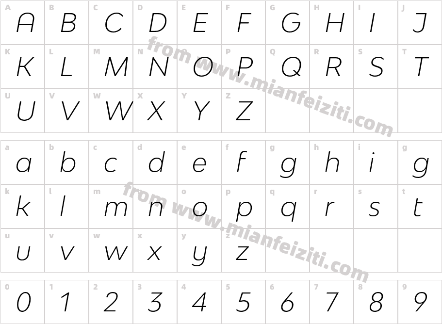 BwModelicaSS01-LightItalic字体字体映射图