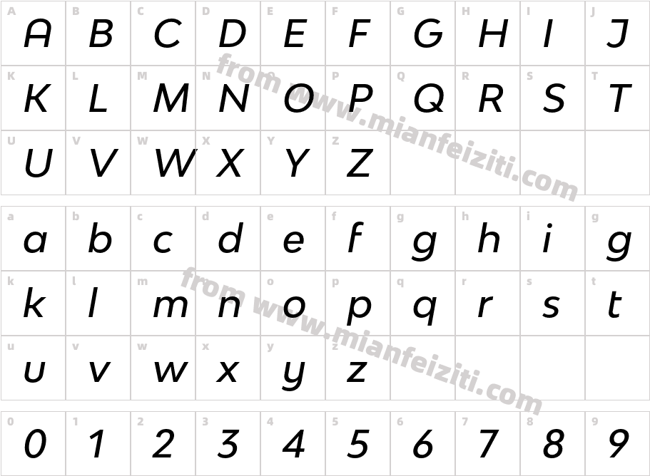 BwModelicaSS01-MediumItalic字体字体映射图