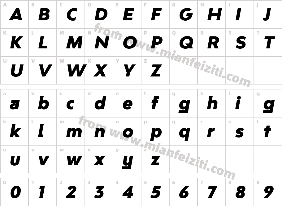 BwModelicaSS02-BlackItalic字体字体映射图