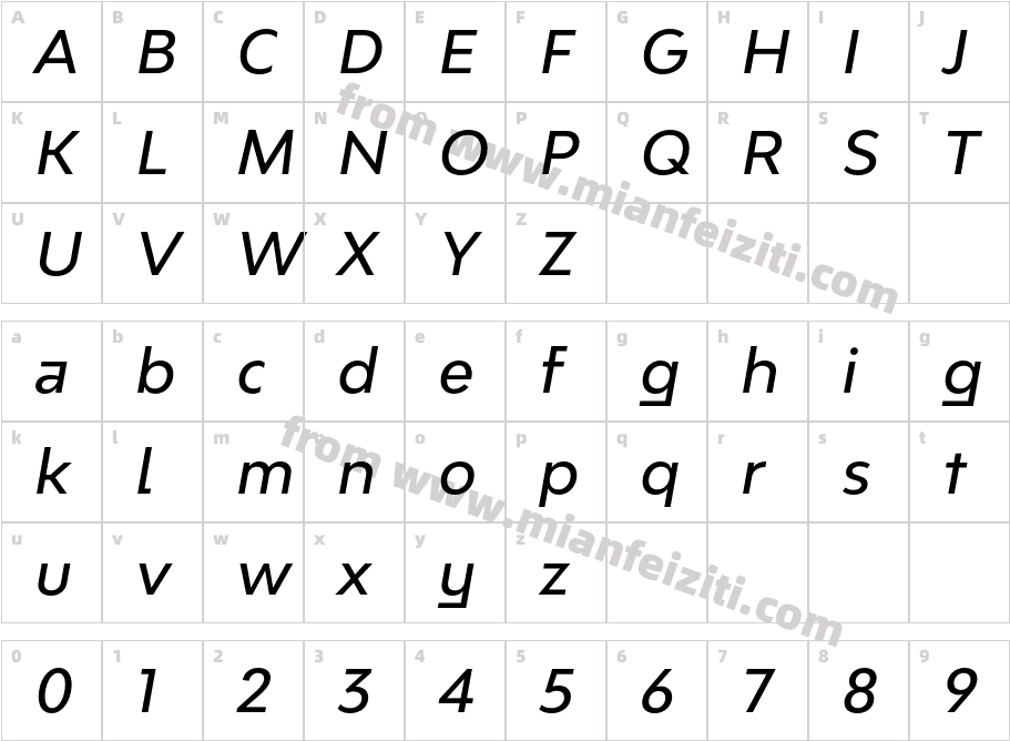 BwModelicaSS02-MediumItalic字体字体映射图