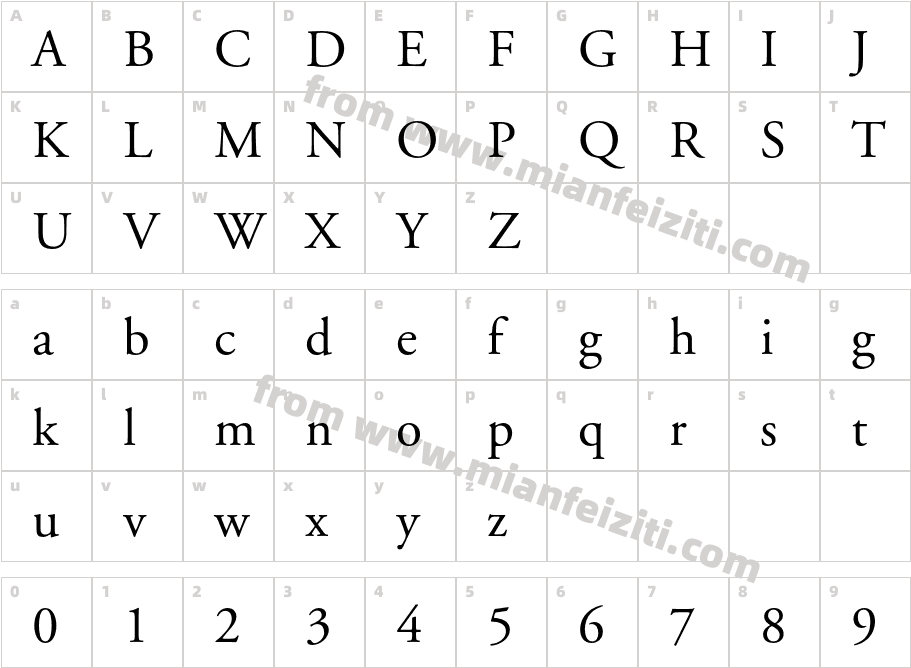 AGaramond-Regular字体字体映射图