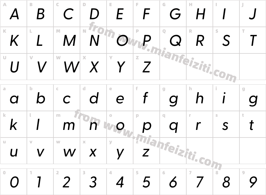 GreycliffCF-MediumOblique字体字体映射图