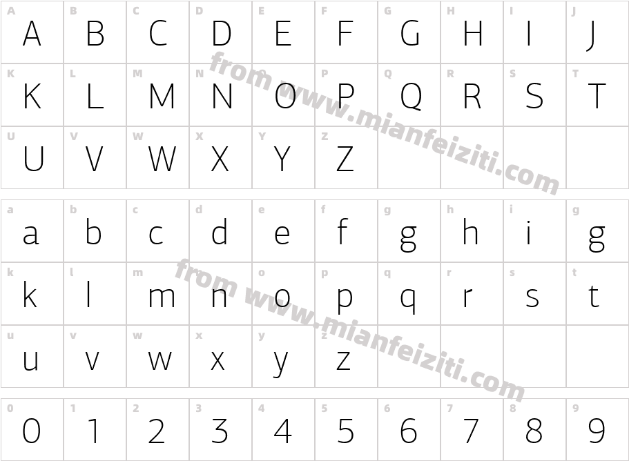 PF Agora Sans Pro Thin字体字体映射图